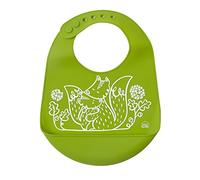 modern-twist Bucket Bib 100% Plastic Free Silicone Waterproof Adjustable Dishwasher Safe Green Foxes