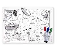MODERN-TWIST Waterproof, Dishwasher Safe Mark, Mat & Marker Set, Mighty Mushrooms