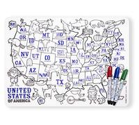 MODERN-TWIST Waterproof, Dishwasher Safe Mark-Mat, Mat & Marker Set, US Map