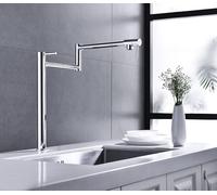 Modern Two-Handle Kitchen Pot Filler Faucet with Extension Shank Ergonomic Design 360° Swivel Joints Stain-Resistant Finish