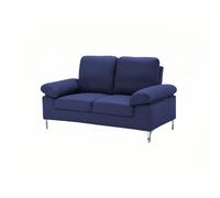 Modern Two Seater Sofa Blue Fabric with Chrome Feet