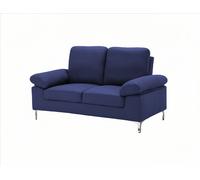 Kosy Koala Modern Two Seater Sofa Blue Fabric With Chrome Feet - Comfortable Couch With Cushion, Multi