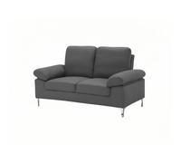Modern Two Seater Sofa Grey Fabric with Chrome Feet