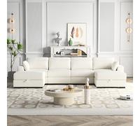 Modern U-Shaped Sectional Sofa with 2 Ottomans Large Comfortable Modular Couch Stylish Cord Fabric 4-Seater for Living Room Right/Left Corner Design.