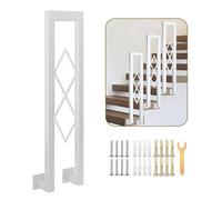 Modern U-Shaped Stair il 35-110cm Side-Mounted Elegant Wrought Iron Railing for Indoor/Outdoor Use Diamond Decoration (White 110cm) - Perfect for Corridors & Lofts