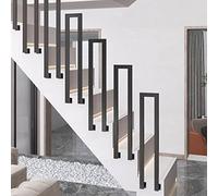 Modern U-Shaped Wall Mounted ils Black Wrought Iron Stair Railing for Outdoor Steps & Porch Safety Ideal for Loft Villa Corridor & Garden - 3.3ft (100cm)