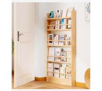 Modern Ultra Thin Solid Wood Boohelf 5 Tier Floor nding Bookcase for Narrow Spaces Behind Door Book Display & Rack for Kids’ Boo & DVDs (31.5 x 56.3 in)