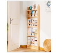 Modern Ultra Thin Solid Wood Boohelf Floor nding 5 Tier Book Display Rack for Narrow Spaces Doorway Sto for Kids' Boo & DVDs (23.6 x 56.3 in)