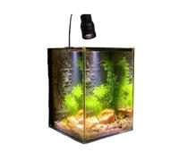 Modern Ultra White Glass Aquarium Desktop Living Room Office Desk Fighting Fish Tank, 15×15×20cm Desktop Display