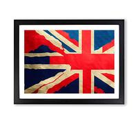 Modern Union Jack Flag Vol.1 Framed Print | A2 Black Framed Wall Art | Ready to Hang | Modern Flag Picture | Living Room Bedroom Lounge Office