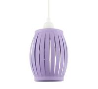 Modern Unique Grill Style Ceiling Pendant Lighting Shade in Soft Lilac | 11w | 10cm x 17cm | Curved Metal Strips by Happy Homewares