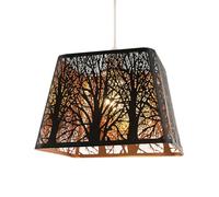 Modern Unique Matte Black Tree Forest Themed Pendant Lighting Shade with Satin Gold Inner | 26cm x 20cm x 19cm by Happy Homewares