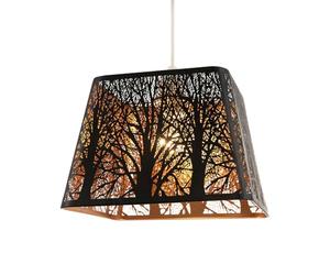 Modern Unique Matte Black Tree Forest Themed Pendant Lighting Shade with Satin Gold Inner | 26cm x 20cm x 19cm by Happy Homewares