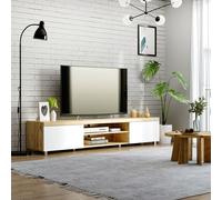 HOMCOM Modern Unit For TV With Cabinet Shelf Light Brown, Brown