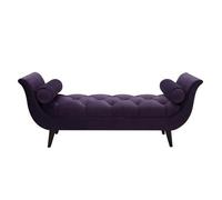 Modern Upholstered Bed End Ottoman Velvet Button-Tufted Sto Bench with Rolled Arms Slish Entryway Seating for Living Room and Bedroom Decor