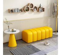 Modern Upholstered Bench for Bedroom & Entryway Decorative Shoe Storage Ottoman Stylish Living Room & Waiting Area Furniture (80 x 40 x 40 cm Yellow)