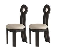 Modern Upholstered Dining Chair Set of 2/4/6Stylish Wooden Chairs with Backrest Durable & DeformResistant for Kitchen & Living Room (Black & Light Khaki)