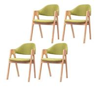Modern Upholstered Dining Chairs Matte FinishNatural Wood 4Piece Set for Kitchen & Milk Tea ShopStylish GreenWood Design