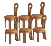 Modern Upholstered Dining Chairs Set of 2/4/6Ergonomic Wooden Dining Chairs with Backrest Durable & Stylish for Kitchen & Living Room (Light Walnut + Orange)