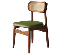 Modern Upholstered Dining Chairs Set of 6 with Curved Rattan Backrest Stylish Wood Kitchen Furniture for Dining Room Restaurant Living Room Bedroom (Brown A)