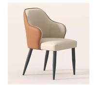 Modern Upholstered Dining Chairs with Sturdy Metal Legs Faux Leather Accent Arm Chairs for Kitchen & Living Room Stylish Orange Cushion Seat Comfortable & Durable