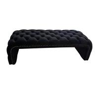 Modern Upholstered Entryway Bench with Button Tufted Design & Soft Cushions - Stylish Seating for Bedroom, Living Room, Dining Room - Black 62.99in/160cm