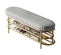 Modern Upholstered Entryway Bench with Cush SpaceSaving Shoe Sto for Living Room Bedroom Hallway Grey Design (60CM Length)