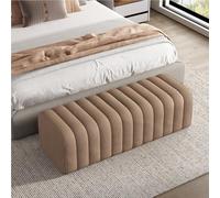Modern Upholstered Footstool - Versatile Shoe Changing Bench & for Bedroom Living Room Entryway - Stylish Brown 31.5"x15.7"x15.7" - Space-Saving Design