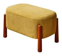 Modern Upholstered Footstool with Wood Legs, Rectangular Storage Ottoman, Small Shoe Bench for Entryway, Vanity Seat, and Living Room (Yellow)