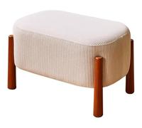 Modern Upholstered Footstool with Wood Legs, Rectangular Storage Ottoman, Small Shoe Bench for Entryway, Vanity Seat, and Living Room (Beige B)