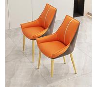 Modern Upholstered Gold Dining Chairs Set of 2 - Stylish Back Armrest Leisure Side Chairs with Golden Legs for Kitchen Dining Room Bedroom & Makeup Room