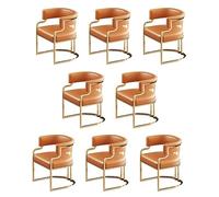 Modern Upholstered Low Back Dining ChairStylish Leather Seat & Brass LegsElegant Guest Armchair for Dining Room & KitchenWhite Finish Comfort & Chic Design