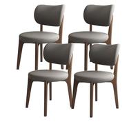 Modern Upholstered Oak Dining Chairs Set of 2 High Resilience Foam Leather Finish Chic Design for Dining Room & Living Room (Dark Walnut + Dark Grey Set of 4)