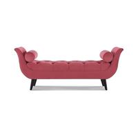 Modern Upholstered Ottoman Bench for Bed End Velvet Button Tufted Ottoman with Rolled Arms Entryway Seat Bench for Living Room and Window Decor