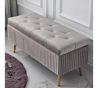 Modern Upholstered Ottoman Bench with Gold Metal Legs - Chic Shoe Storage Entryway & Bedroom Accent Tufted Vanity Bench for Living Room and Hallway