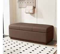 Modern Upholstered Ottoman Storage Box, Leather Blanket Chest, End of Bed Storage Bench & Window Stool for Bedroom, Sofa Footrest - Light Grey, 80cm