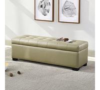Modern upholstered ottoman with storage space rectangular footrest for the living room stylish shoe changing stool in light green 80 x 45 x 40 cm ideal for the entrance area