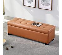 Modern upholstered ottoman with storage space rectangular footrest for the living room stylish shoe changing stool light color 90 x 45 x 40 cm space saving piece of furniture