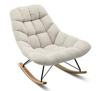Modern Upholstered Rocking Chair Comfortable Nursery Glider with Solid Wood Base Stylish Lounge Chair for Living Room Relaxing Terciop Sofa for Home Decor