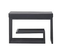 Modern Upholstered Shoe Bench with Padded Seat - Stylish Entryway Storage Tufted Design Metal Frame Ideal for Bedroom & Living Room 39x12x18 inch Black
