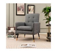 Modern Upholstered Sofa Chair Linen Fabric Accent Armchair Leisure Lounge Chair