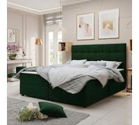 Modern Upholstered Storage Bed With Bonell Spring Base And Topper Mattress Mdf Laminated Frame 180X200 Green