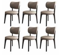Modern Upholstered Wood Dining Chair Set 6PCS Farmhouse Style Kitchen Chairs with Curved Backrest Armless Side Chairs for Dining Room & Living Room (Color 3)