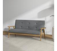 Modern Upholstery Sofa 3-Seater Couch with Button Tufted Backrest Dark Grey