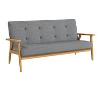 Modern Upholstery Sofa 3-Seater Couch with Button Tufted Backrest Dark Grey