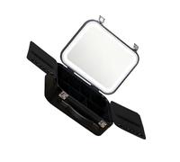 Modern Vanity Case with Wing Design Cosmetic Storage Box LED Lights Mirrored Cosmetics Container Professional Cosmetic Box LED Lighting