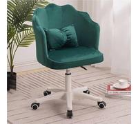 Modern Vanity Chair with Back & Wheels, Adjustable Height Swivel Desk Chair, Mid-Back Lumbar Support Makeup Chair (Green One Size)