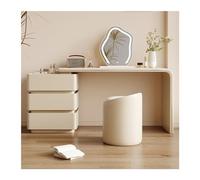 Modern Vanity Desk Set with 3 Drawers LED Makeup Mirror & Chair - Simple Beige Dressing Table for Women & Girls Perfect Makeup Station (L 80cm)