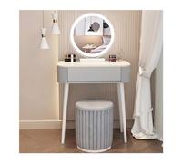 Modern Vanity Desk with Velvet Stool Makeup Table with Drawer Stylish Dressing Table for Home Office StudioGray Makeup Station Laptop Desk