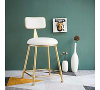 Modern Vanity Stool with Gold Metal Legs, Soft Cushioned Makeup Chair, Stylish Curved Backrest, Elegant Leisure Seat for Home & Guest Use